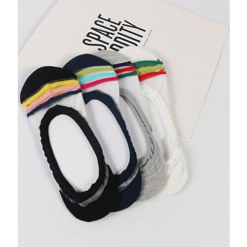 DONG AI Fashion Korean Style Women Socks Summer Cotton Silk Short Sock Bright Color Striped Lace Casual Breathable Socks