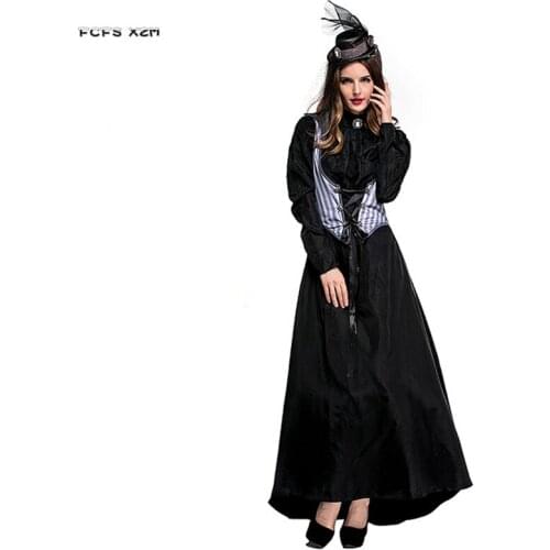 S-XL Black Halloween Vampire Costumes For Woman Female killer Cosplays Purim Carnival Christmas Masquerade Role play Party dress