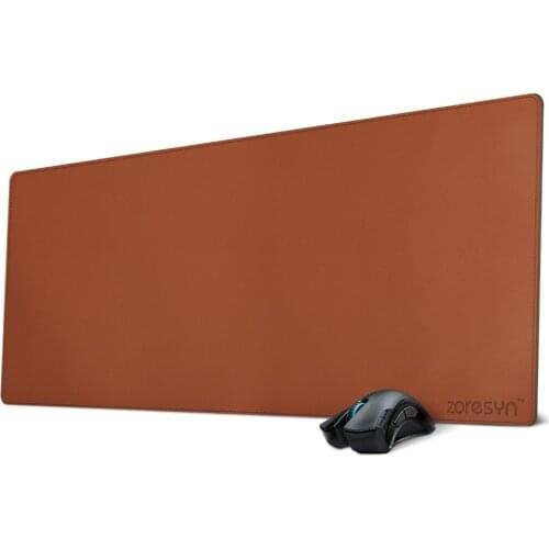 Zoresyn Large Artificial Leather Mouse Pad 90*40 CM Big Keyboard Mat Extended Desk Pad & Mate for Office,Household,Gaming -Brown