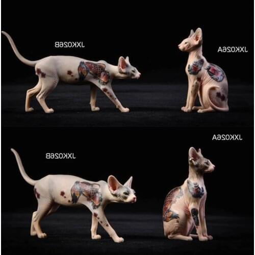 1/6 JXK JxK026 Tattooed Hairless Cat Sphynx Model Cut Pet Dolls Animal Statue Home Decoration Fit 12'' Action Figure Body