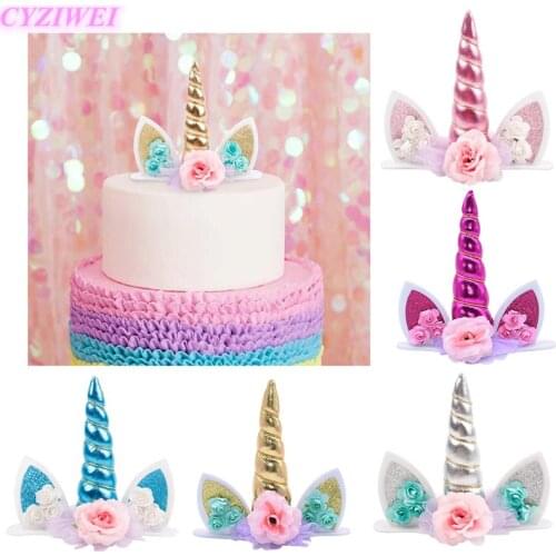 1pc Cute Unicorn Horn Cake Topper Cake Decoration Unicorn Party Wedding Ornament Kids Birthday Baby Shower Decor Supplies