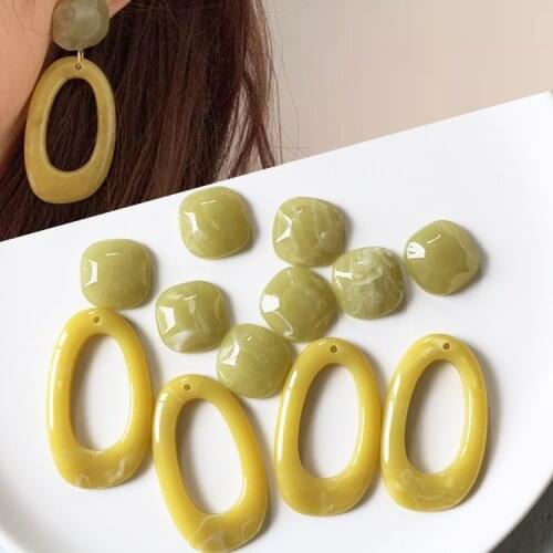 10 PCS Fashion Style Green Oval Square Resin Earrings Pendant Accessories DIY Jewelry Findings