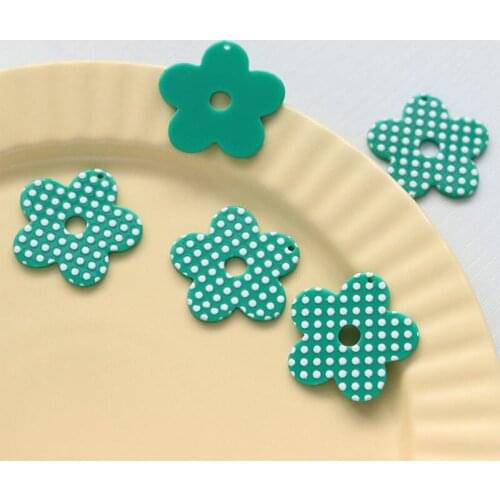 10 PCS 35mm Fashion Acrylic Wave Point Flowers Pendant Charms For Earring Accessories DIY Jewelry Findings