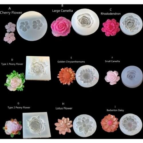 10 Styles 3D Flower Silicone Mold Resin Camellia Peony Daisy Lotus Flower Pendant Jewlery Making Tools Epoxy Resin Molds G32D