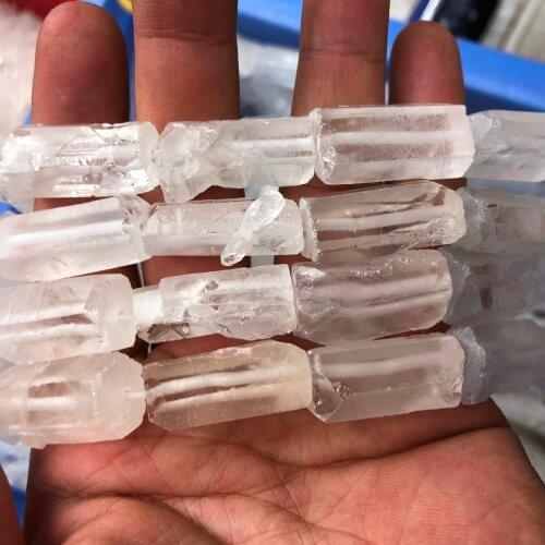 100% Natural Rock Crystal Clear Quartz Gem Beads,Raw Cutting Stone Nugget Tube Jewelry Making Beads,3strings of 15.5"