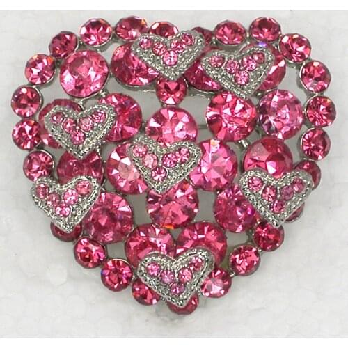 12pcs/lot Wholesale Fashion Rhinestone Heart Brooch Valentines day gift wedding Bridal Party Prom Pin brooches C101365