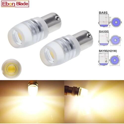 2X BA9S T11 BAX9S H6W BAY9S H21W LED Lamps For Car Interior Dome Map Reading Lights Side Wedge Parker Bulbs Warm White 6V 12V DC