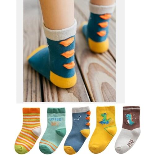 5Pairs/lot Kids Socks Autumn Winter Cotton Baby Socks Warm Thick Animal Cute Socks Dinosaur Cartton Children Socks
