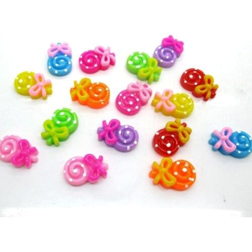 50Pcs Resin Mixed Lollipop Decoration Crafts Flatback Cabochon Scrapbooking Fit Hair Clips Embellishments Beads Diy