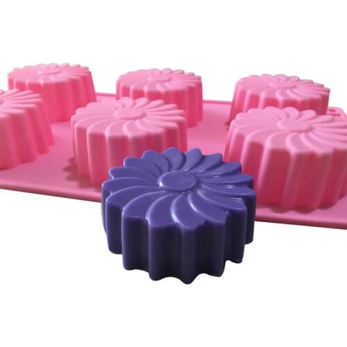 6Cavity Flower Silicone Soap Mold Handmake DIY Bread Mould Silicone Moulds For Cake Mooncake Soap Making Mold Cake Tools