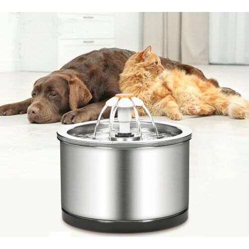 Newest Automatic Cat Water Fountain 304 Stainless Steel 2.5L Dogs Water Dispenser with 4 Stage Filters Electric Drinking