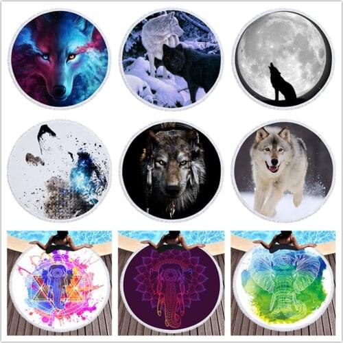 Bikini Cover Up Animal Caitoon Summer Round Beach Towels Bath Shower Towel Circle Swim Yoga Picnic Mat Travel Blanket 150CM