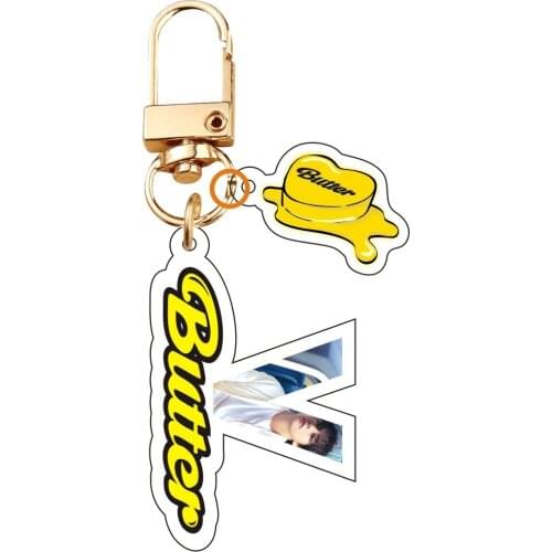 8 Pcs/lot Kpop Butter Acrylic Keychain Keyring Jungkook V Rm Suga Jin Jhope Jimin Creativity Letter Bag Pendant Toy Gift