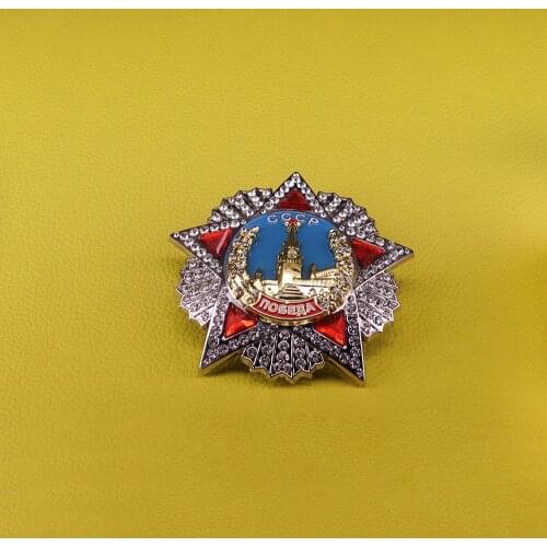 CCCP Russia order of victory Brooch Badges Soviet USSR award medal replica Russia red star Pins Men Military Accessory