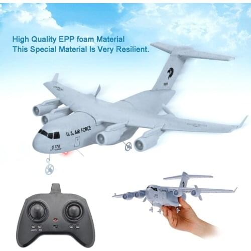 C17 RC Drone DIY Aircraft Transport Aircraft 373mm Wingspan EPP RC Drone Airplane 2.4GHz 2CH 3-Axis Aircraft for Children Toy