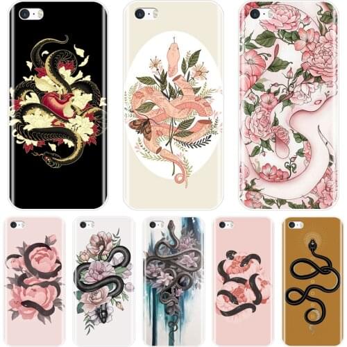 Snake Flower Aesthetic Cool Luxury Phone Case For Apple iPhone 5 S 5C 5S SE Soft Silicone Back Cover For iPhone 4 S 4S Case