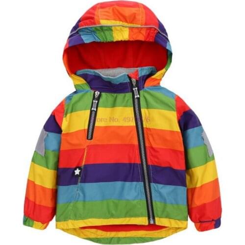 DHL 20pcs Baby Rainbow Coat Hooded Sun Water Proof Childrens Jacket for Spring Autumn Kids Clothes Clothing Outwear