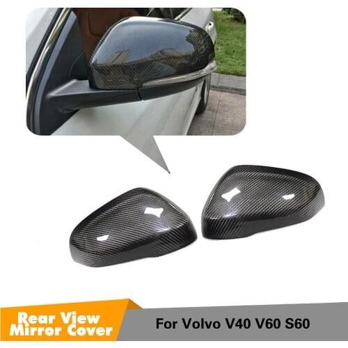 For Volvo V40 V60 S60 2012 2013 2014 2015 2016 2017 Carbon Mirror Cover Replacement Style Carbon Fiber Rear View Mirror cover