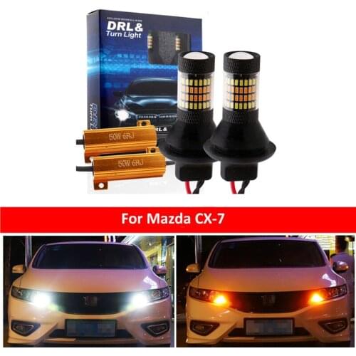 DRL Car LED Canbus DRL Running Lights Turn Signal Light Dual Mode External Car Light 1156 BAU15S PY21W For Mazda CX-7 2010-2017