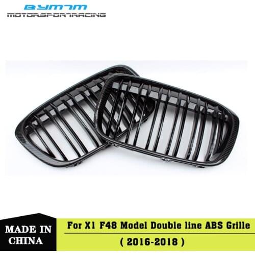 ABS Double line Bright Matte black Colour Carbon fiber Car Grille For BMW X1 F48 2016-2018