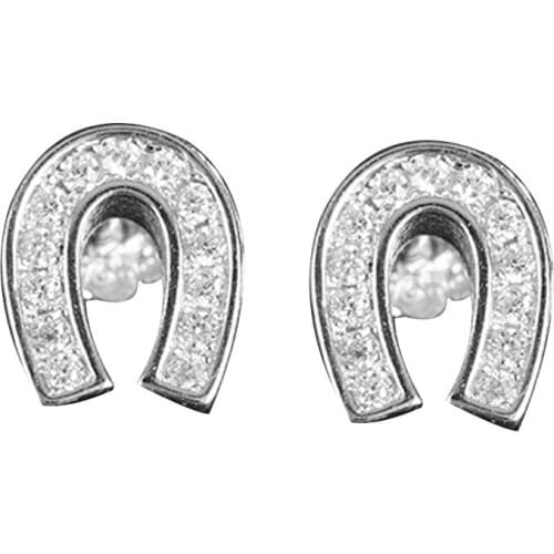 ELESHE Wholesale 100% 925 Sterling Silver With CZ Horseshoe U Shape Hook Stud Earrings For Women Anniversary Jewelry Gift