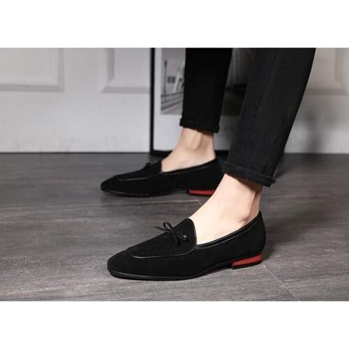 European Summer Mens Pointed Toe Dress Shoes Plus Size Slip On Suede Shoes Loafers Office Shoes Men Zapatos Hombre Vestir