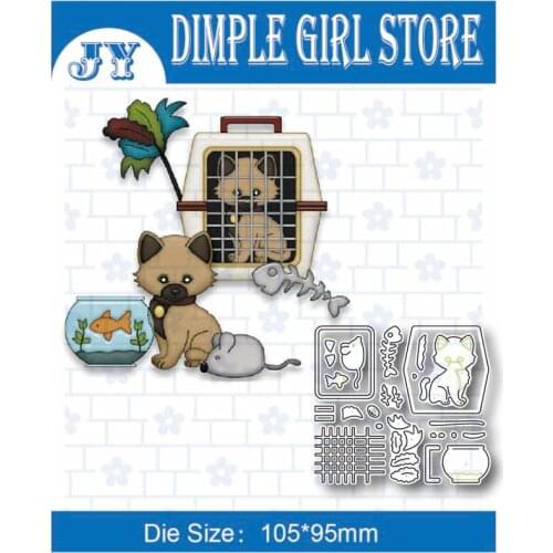 Cat mouse cage fish new arrival metal cutting tool and stamp making photo frame embossing DIY crafts layered drawing punching