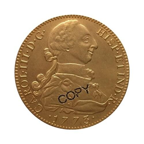 24 - K gold plated 1773 Spain 8 Escudos - Carlos III coins copy