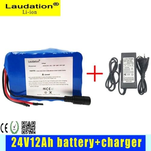 Laudation24v Battery12AH 25.2V 12800mah Lithium Ion Battery for 250W Electric Scooter Ebike Electric Bicycle with（Charger+BMS