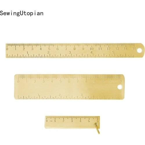 6cm 12cm 15cm Small Copper Ruler Length Mini Brass Ruler Pendants Office School Supplies Mini Rulers Plate Drafting Supplies