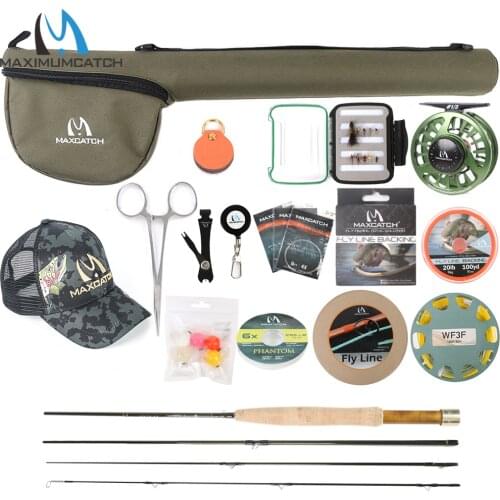 Maximumcatch Maxcatch v-feather Fly Fishing Rod Kit and Fly Reel Complete Outfit Light Weight Small Stream Creek