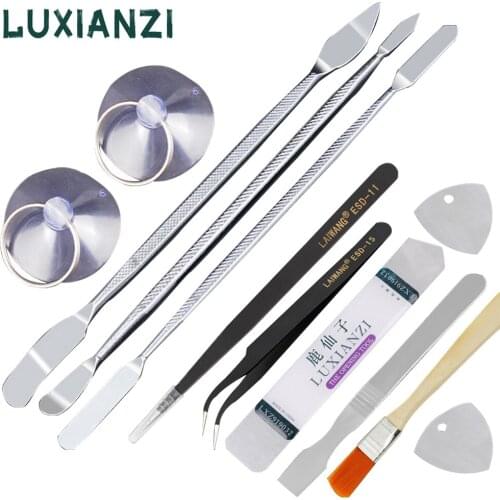 LUXIANZI Pry Bar Hand Tools Set with Crowbar Tweezers Storage box For Mobile Phones iPad Screen Equipment Repair Open Tool