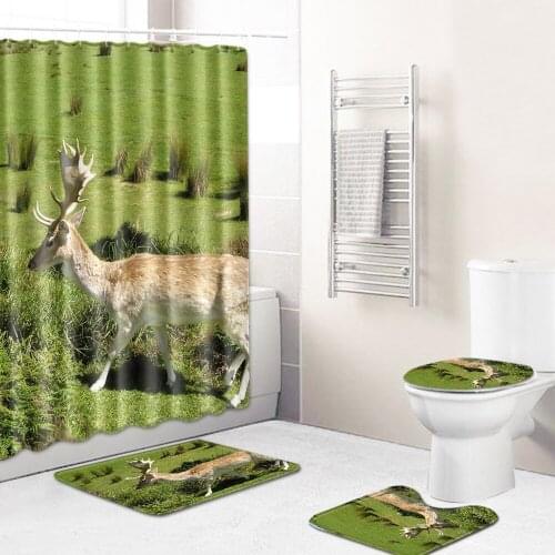 Animal bathroom floor mat combination 4-piece suit toilet toilet carpet shower room mat foot pad cross border issue