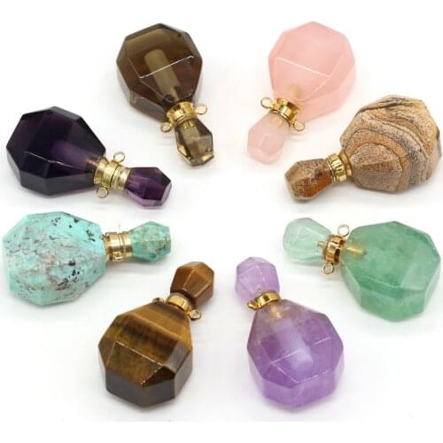 2021 New Style Natural Stone Perfume Bottle Pendant Section Semi-Precious For Jewelry Making DIY Necklace Accessory