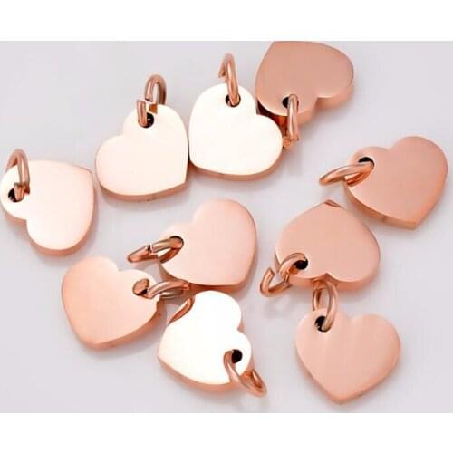 10pcs Wholesale Stainless Steel 9mm Heart Charms Blank DIY Tags Pendant Necklace Jewelry Accessories Pet IDTag Charm 3 Colors