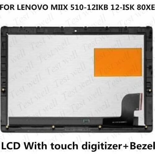 Full LCD Screen Display Touch Glass Digitizer Assembly with Frame Bezel For Lenovo Miix 510-12 series Miix 510-12IKB 80XE