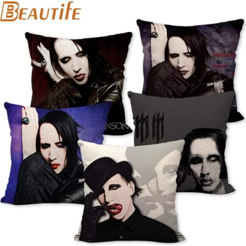 Custom Marilyn Manson Pillowcase Wedding Decorative Cotton Linen Pillow Case For Home Pillow Cover 45X45cm One Side