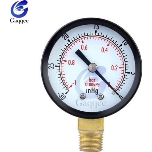 Portable Dual Scale Dial Gauge 1/4" NPT -30HG/0PS Vacuum Pressure Meter Gauge Manometer 2" Dial Display Digital Pressure Gauge