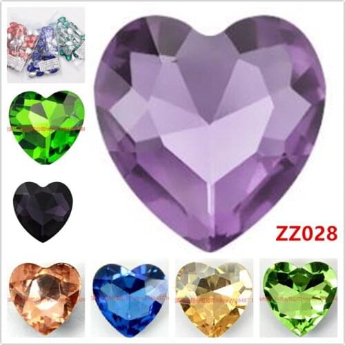 New 50pcs AB 8mm colorful shining Heart pointback Rhinestone Wedding Buttons Crafts ZZ028