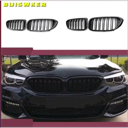 1 Pair Front Kidney Grille for Bmw New 5 Series G30 G38 2018-2019 Grille Gloss Black Front Bumper Slat Grill