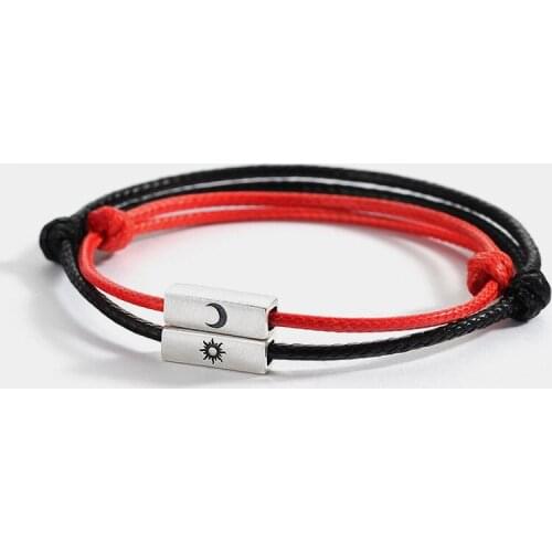 S925 sterling silver sun and moon hand rope couple bracelet for men and women a pair of simple personality students Mori Joker