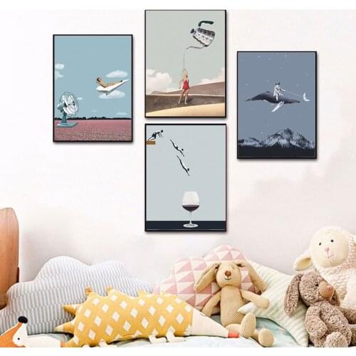 Scandinavian Kids Illustration Poster Abstract Canvas Painting Minimalist Wall Art Print Fashion Picture For Living Room Decor