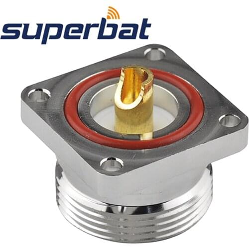 Superbat L29 7/16 Din 4 Hole Panel Mount Jack with Flange Solder Cup RF Connector for Corrugated Copper 1/2'' Cable