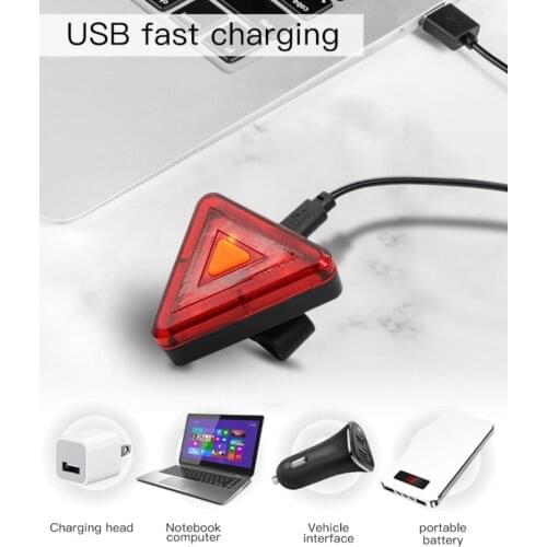 Triangle Bike USB Rechargeable Cycling Night Riding Safety Warning Lamp Five Flash Modes Bicycle Taillight LED Bike Rear Lights