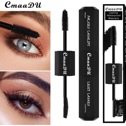 CmaaDu 5D Fiber Mascara Waterproof Curling Up Thick Double Head Mascara