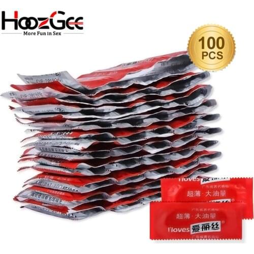 100pcs Ultra Thin Condoms For Men Natural Latex Lubricated Large Oil Penis Sleeve Condones Adult Male Contraception Sex Products