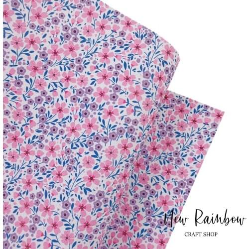 New Rainbow 30x138cm/Roll Ditsy Pink Florals Spring Bouquet Faux Leathere Perfect For Baby Bows, Hairclips, Earrings, DIY Craft