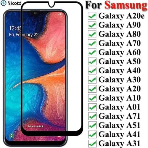 9D Protective Glass On For Samsung Galaxy A50 A40 A30 A10 A20E A60 A70 A80 A90 Tempered Glass For Samsung A51 A71 A31 A41 A01