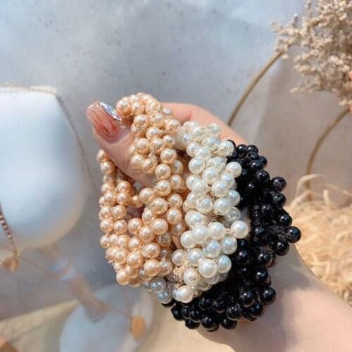 Woman Elegant Pearl Hair Ties Beads Girls Scrunchies Elastic Hair Band Rubber Bands Ponytail Holders Hair Accessories