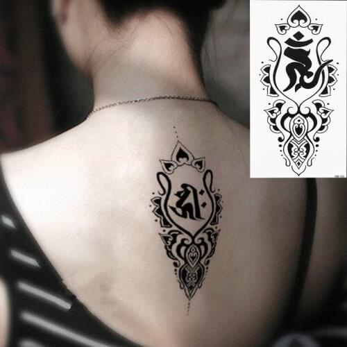 1 Pieces Fake Black Ancient Totem Body Tattoo Temporary Arm Back Leg Art Wolf Forest Makeup Tattoo Sticker Waterproof